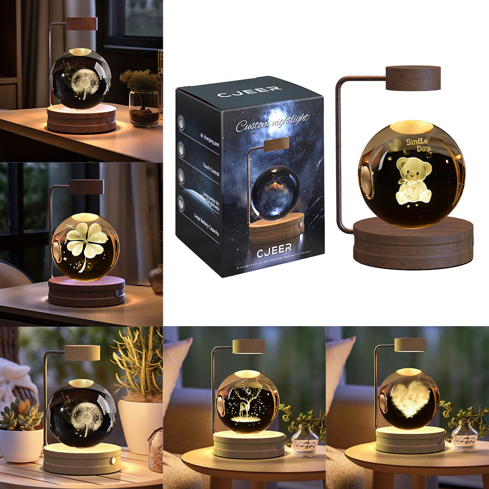Dinosaur Crystal Ball Night Light - USB Bedside Lamp